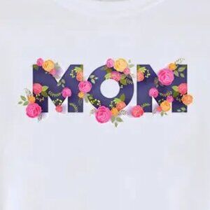 Women's Mom Letter Printed Round Neck Short-Sleeved T-Shirt Size L